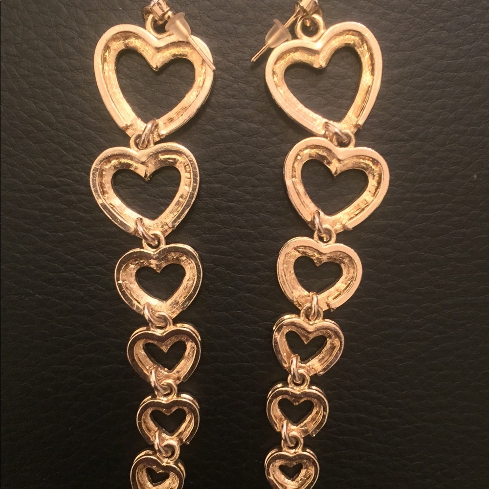 Bling Heart Drop Earrings - Picture 5 of 5